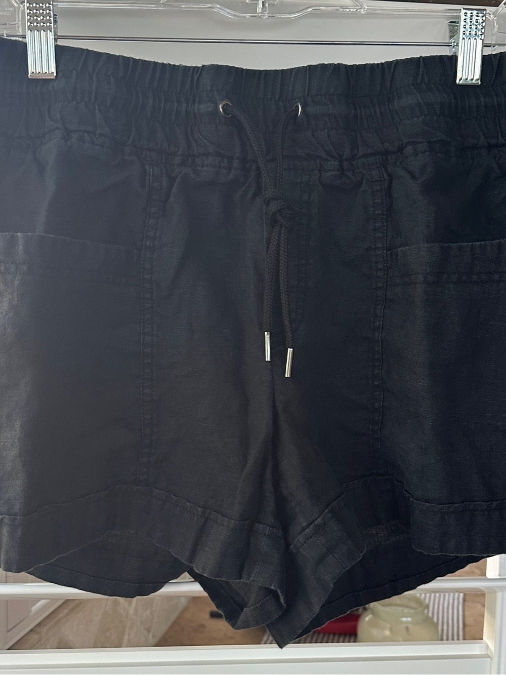 Athleta Black Drawstring Linen-Blend Women’s Shorts Size 8